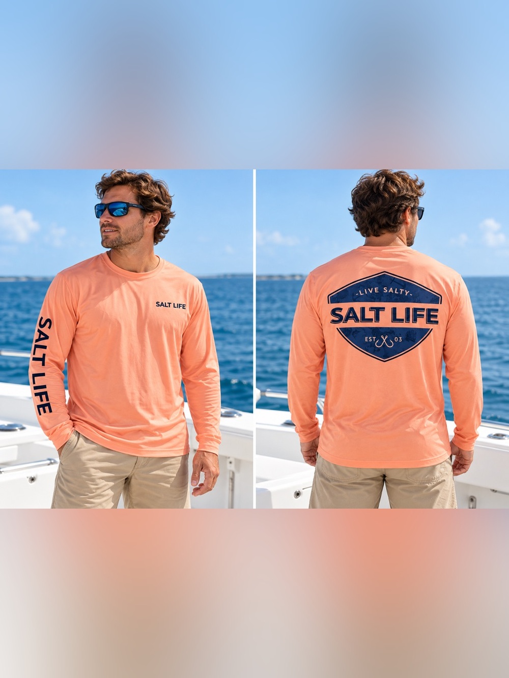 Salt Life Live Salty Long Sleeve Graphic Tee Orange XL